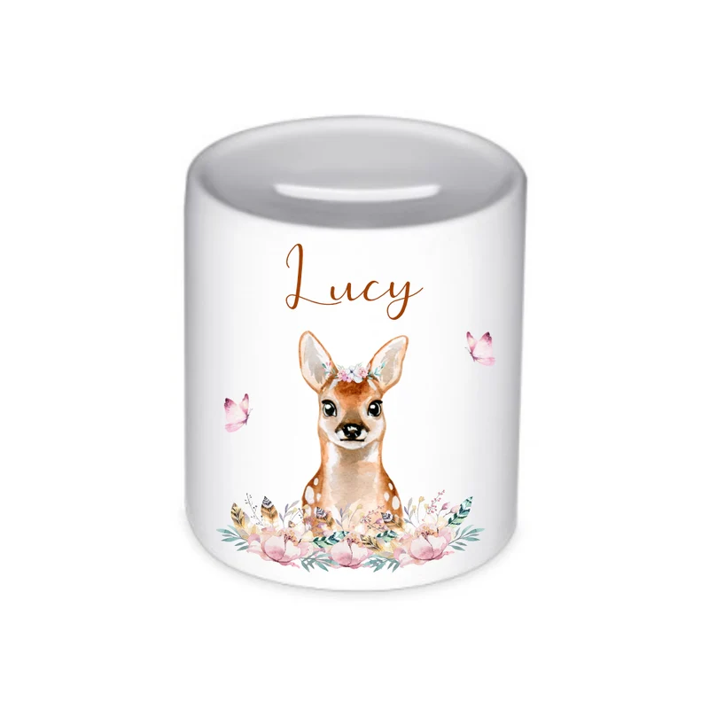 Kinder Spardose Löwe mit Namen für Kinder | Personalisiertes Geschenk für Mädchen u. Jungen | Originelles Geldgeschenk u. handgefertigte Geschenkidee | 11 Motive zur Auswahl