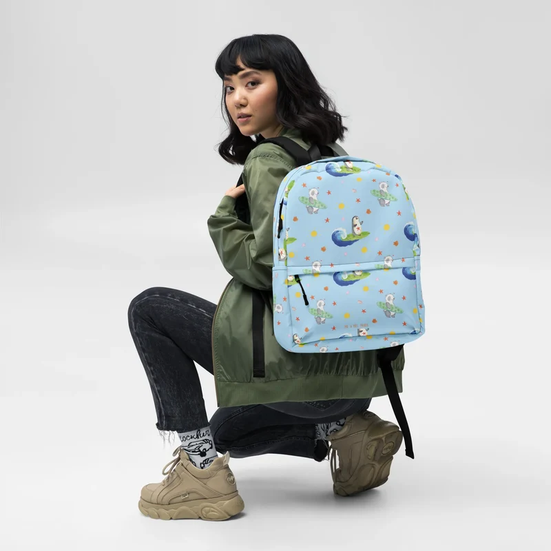 Rucksack Pinguin Surfer Muster