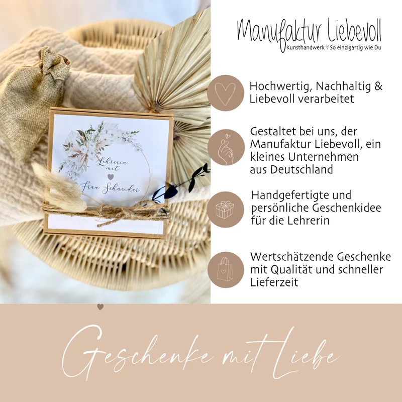Personalisierte Geschenkbox Lehrerin Geschenk Spruch Blumen Dankeschön Abschluss Geschenk Schüler Grundschule Geschenkidee Abschied Danke Geburtstag Schule