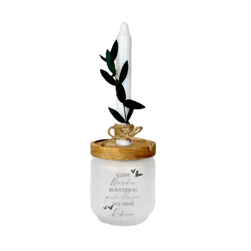Personalisiertes Glas Geschenk mit Namen für Erzieherin als Abschiedsgeschenk und Dankeschön von Kita Kindern