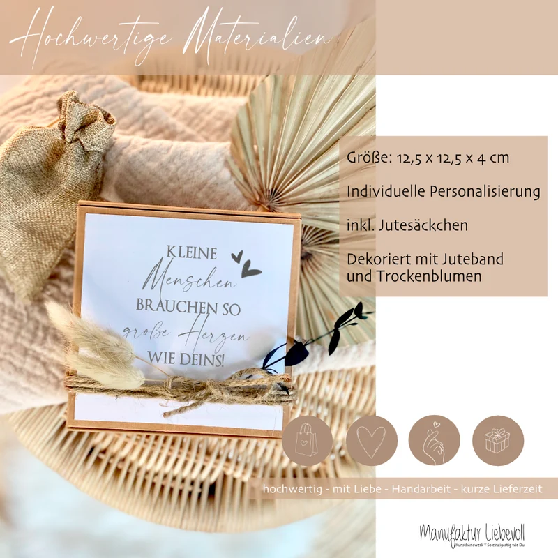 Personalisierte Geschenkbox Erzieherin, Geschenk mit Spruch & Blumen als Dankeschön zum Kindergarten Abschied