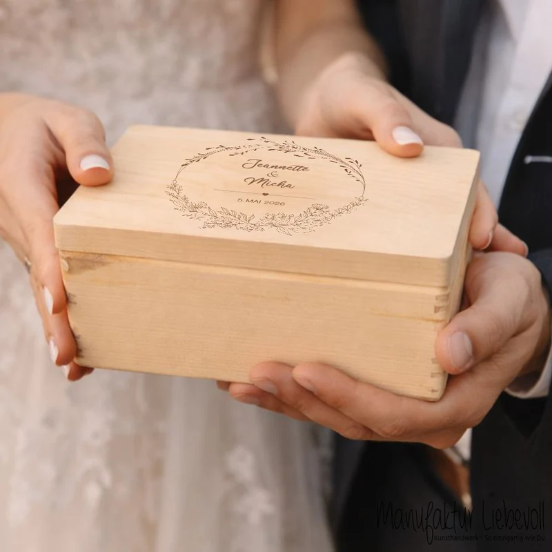 Personalisierte Erinnerungskiste zur Hochzeit, Holzbox als Geschenk für das Brautpaar, Hochzeitsgeschenk