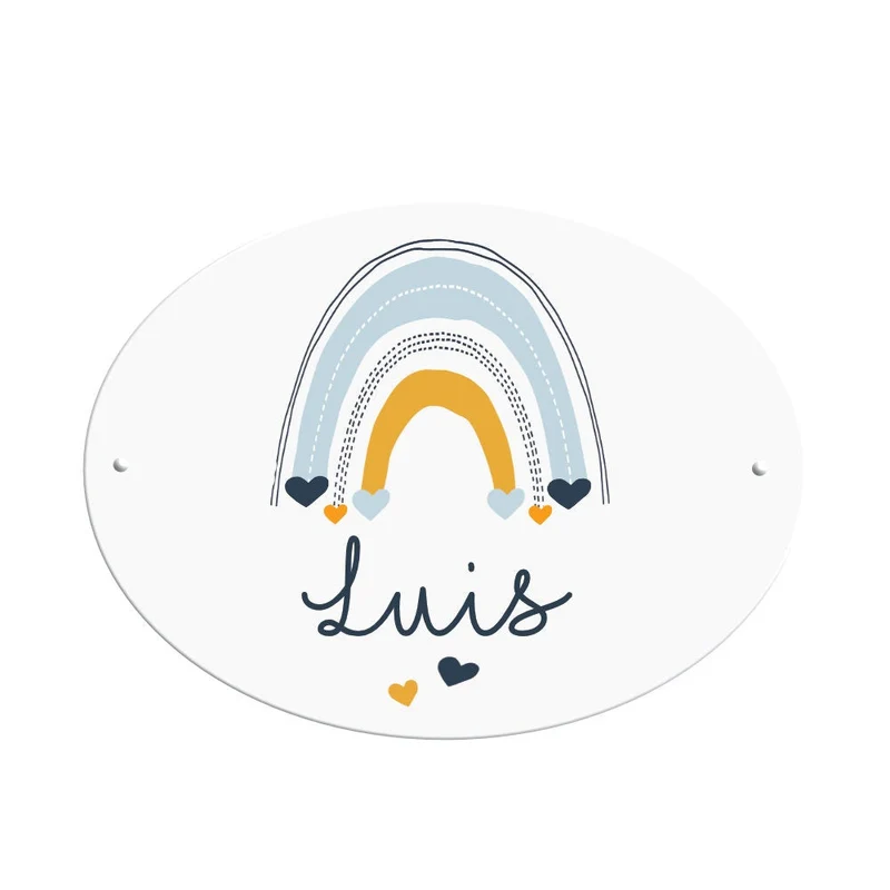 Namensschild "Regenbogen" für die Kinderzimmertür | Schild für Jungen u. Mädchen | Personalisiert mit dem Namen des Kindes | 2 Farbvarianten zur Auswahl