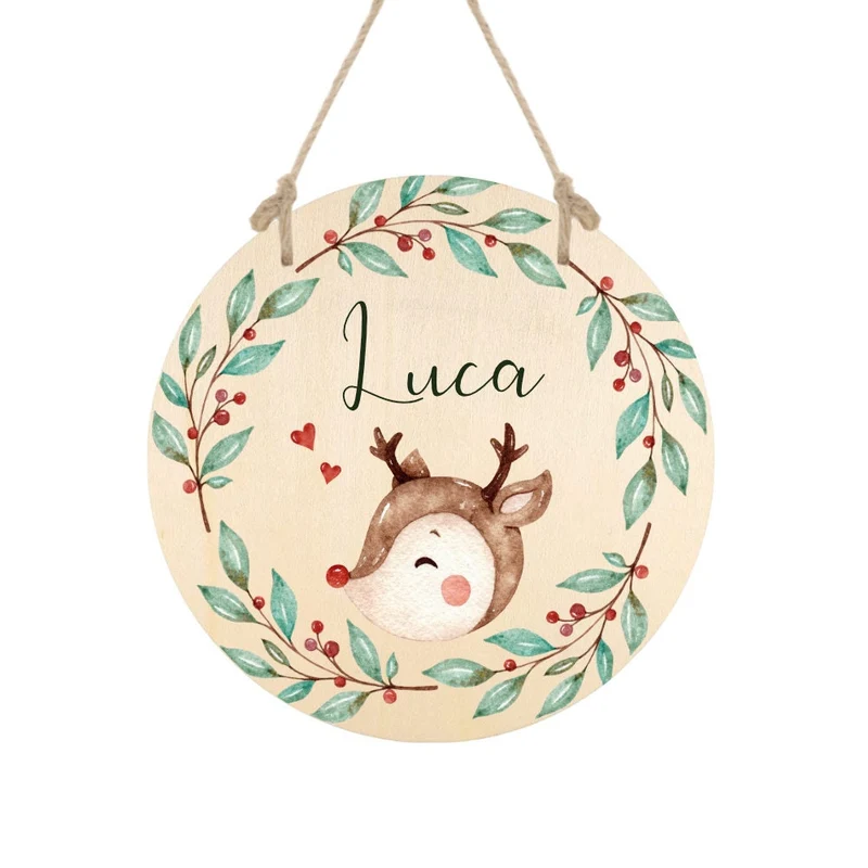 Weihnachtliches Namensschild für Kinder mit einem Rentier | Personalisiertes Holzschild für Mädchen u. Jungen zu Weihnachten | Tolle Weihnachtsdekoration für das Kinderzimmer