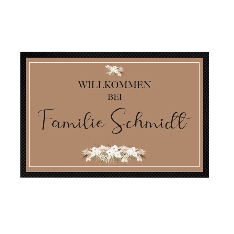 Personalisierte edle Fußmatte mit Familiennamen | Optional als tolles Geschenk Set mit Türschild erhältlich