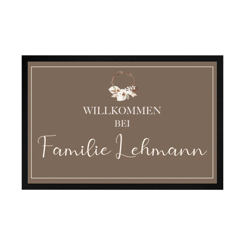 Personalisierte Boho Fußmatte mit dem Namen der Familie | Optional als Set mit Türschild
