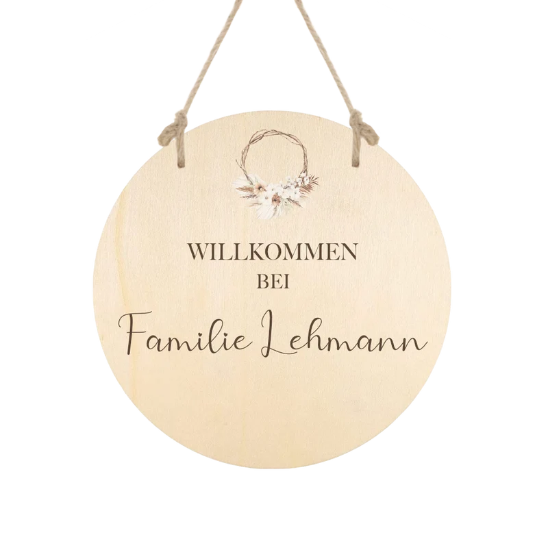 Personalisierte Boho Fußmatte mit dem Namen der Familie | Optional als Set mit Türschild