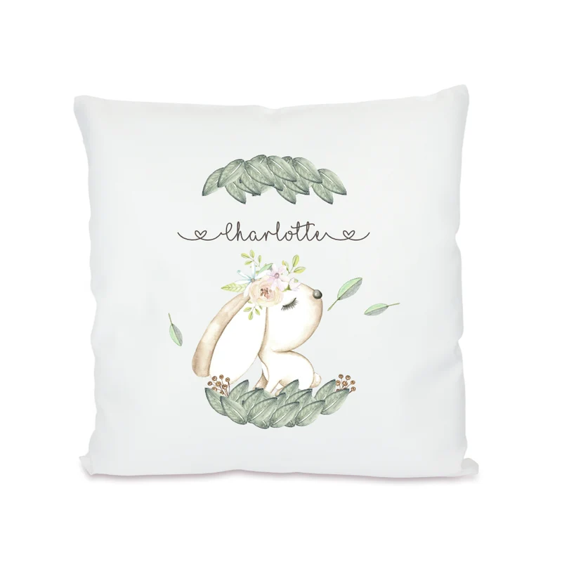 Kinderkissen "Fuchs" mit dem Namen des Kindes | Besondere Geschenkidee u. personalisiertes Geschenk für Mädchen und Jungen | Schöne Dekoration für das Kinderzimmer | 4 Motivvarianten zur Auswahl