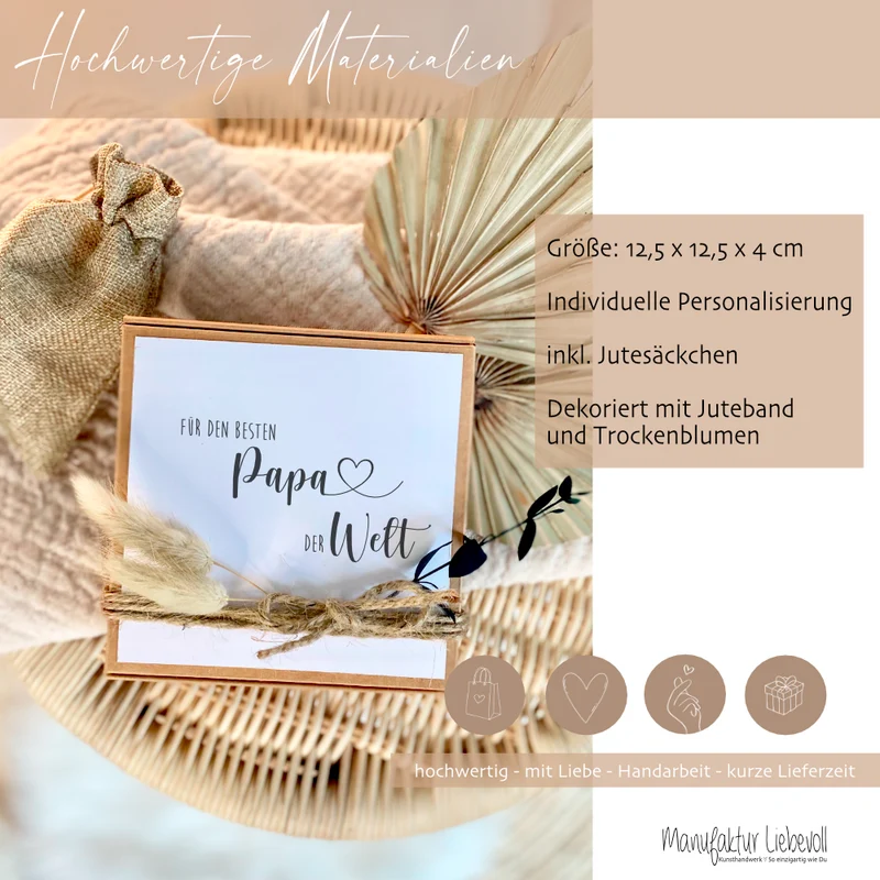 Personalisiertes Vatertagsgeschenk von Tochter Sohn Kindern mit Spruch, Papa Geschenkschachtel zum Geburtstag Geburtstagsgeschenk für Väter