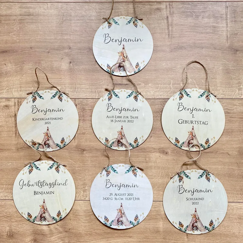 Geburtstafel aus Holz zur Geburt und Taufe mit Namen | Besondere Geschenkidee zur Geburt u. Taufe | Liebevolle Dekoration für das Babyzimmer | 4 Varianten zur Auswahl