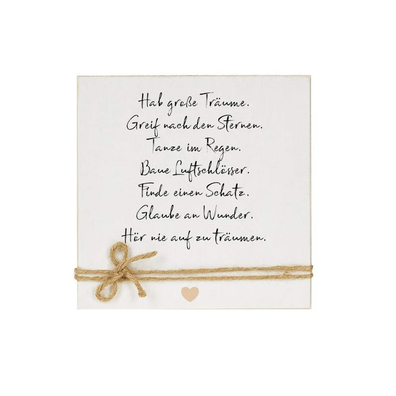Besonderes Geschenk aus Holz | Wandbild mit Spruch "Hab große Träume“ | Zum Dekorieren u. verschenken | Besondere Geschenkidee zum Geburtstag, zur Konfirmation, zur Prüfung, zum Abitur uvm. | Holzbild mit wundervollen Wünschen
