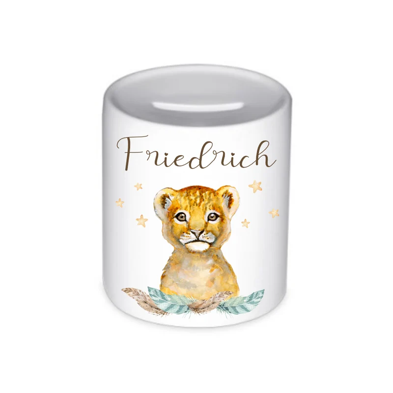 Tiermotiv Spardose Waschbär mit Namen für Kinder | Personalisiertes Geschenk für Mädchen u. Jungen | Originelles Geldgeschenk u. handgefertigte Geschenkidee | 11 Motive zur Auswahl