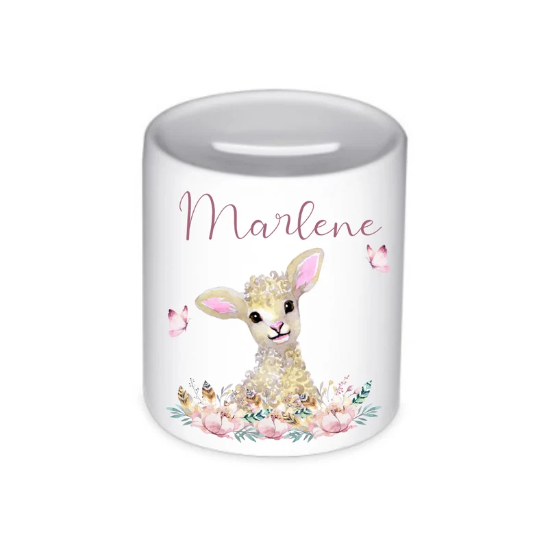 Spardose Hase mit Namen für Kinder | Personalisiertes Geschenk für Mädchen | Originelles Geldgeschenk u. handgefertigte Geschenkidee | 11 Motive zur Auswahl