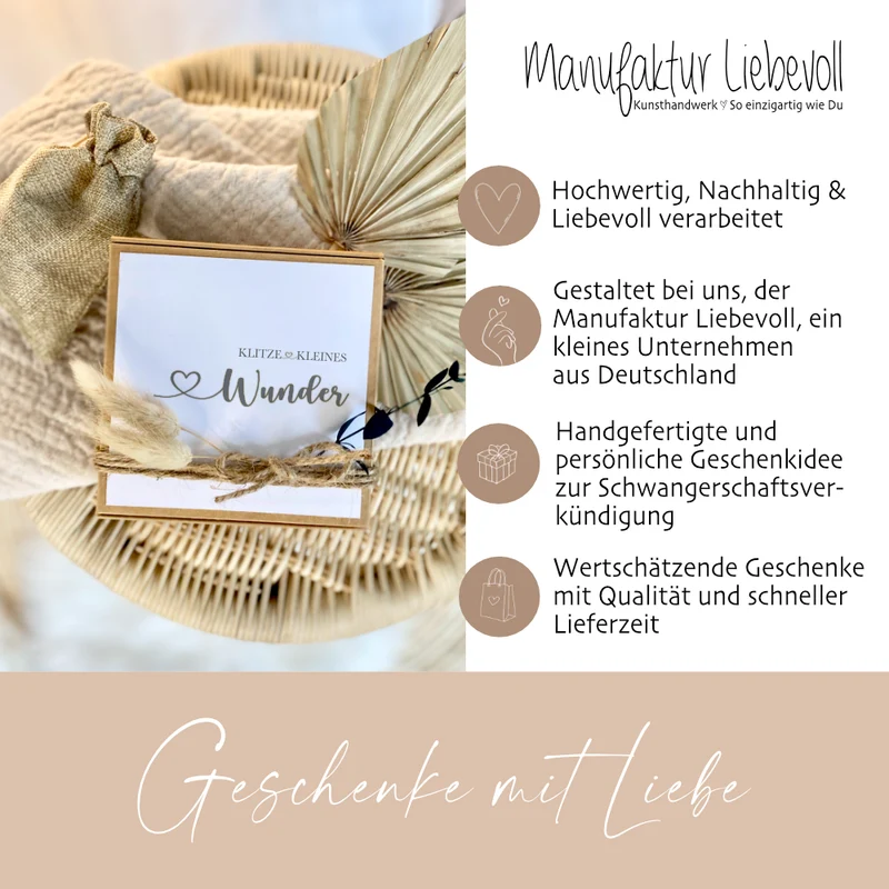 Schwangerschaft verkünden, Geschenkschachtel für Papa Oma Tante Onkel Opa, Geschenkbox mit Karte und Spruch zur Schwangerschaftsverkündung