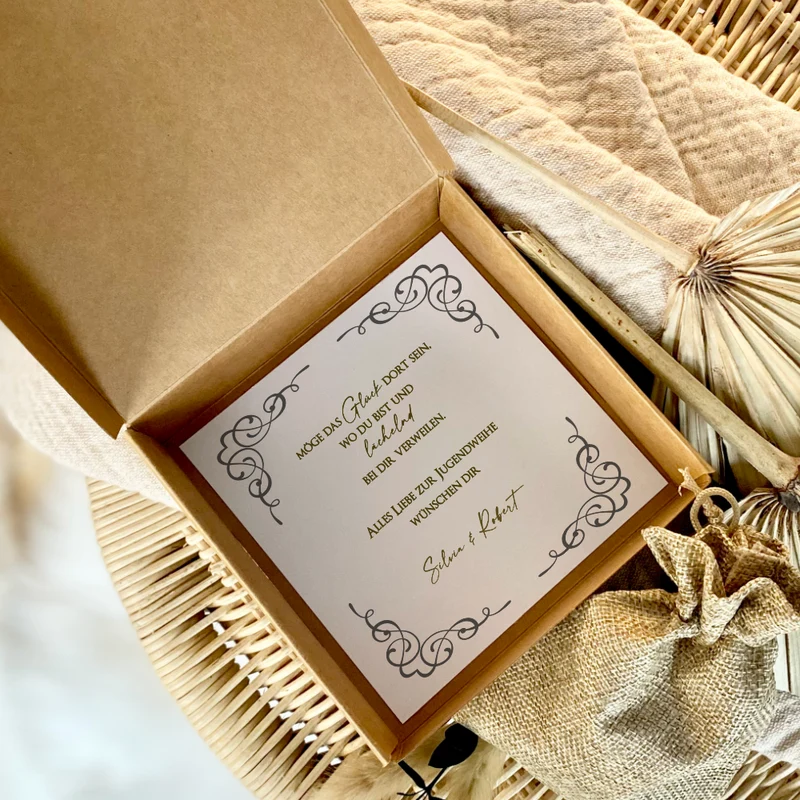 Personalisiertes Jugendweihe Geschenk Geschenkschachtel für Jungen Jugendweihegeschenk individuelles Geldgeschenk inkl. Jutebeutel Geschenkidee Teenager I Manufaktur Liebevoll