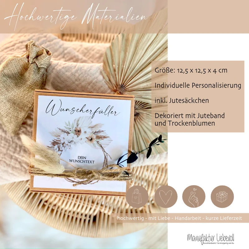 Wunscherfüller mit Wunschtext - Geldgeschenk Geschenkbox Geschenkverpackung Personalisiert | Geburtstag, Hochzeit, Jugendweihe, Konfirmation, Kommunion