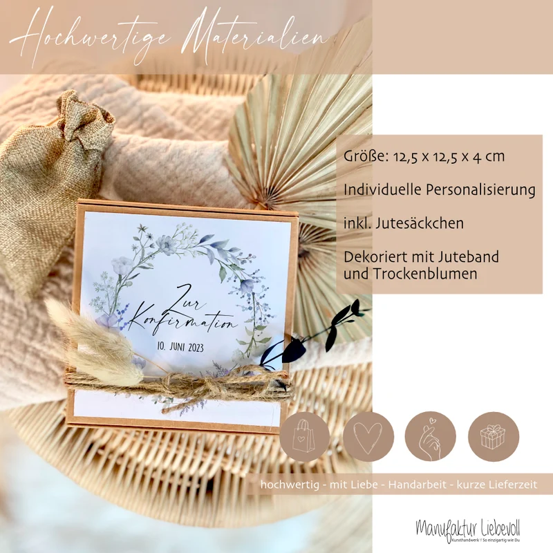 Geldgeschenk zur Konfirmation, Personalisierte Verpackung, Konfirmationsgeschenk