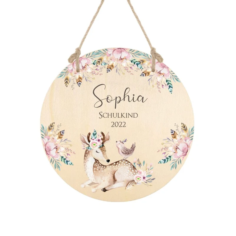 Personalisiertes Holzschild "Schulkind" mit Namen und Datum zur Einschulung | Originelles Einschulungsgeschenk und tolle Dekoration zum Schulstart | 2 Motivvarianten zur Auswahl