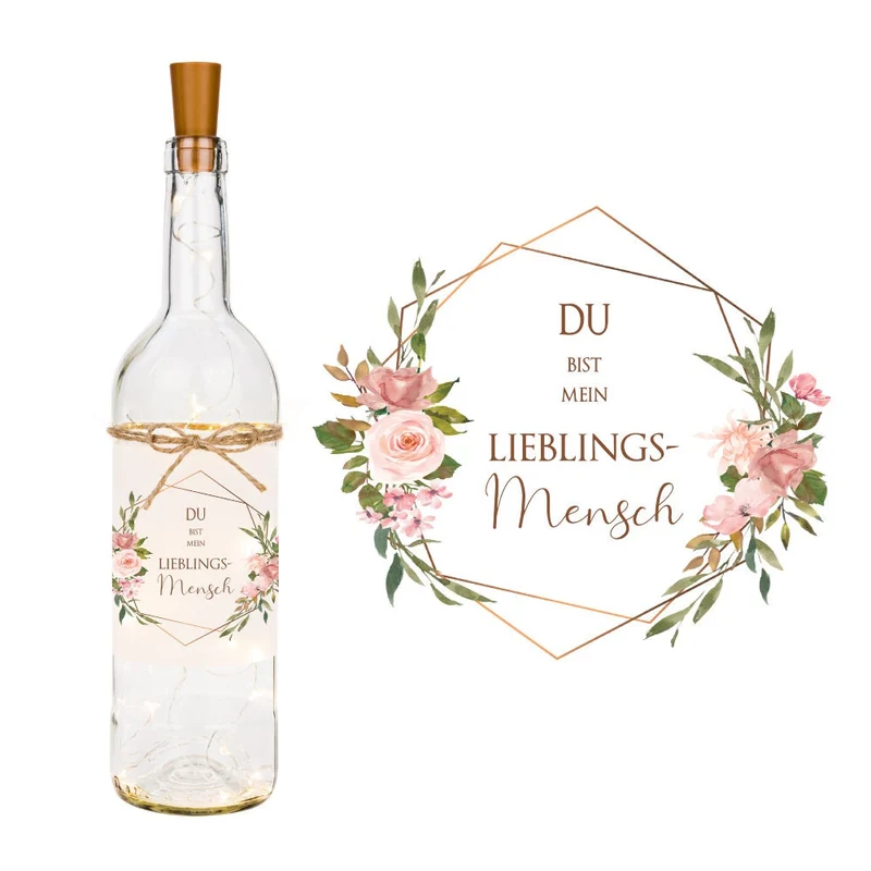 Flaschenlicht "Du bist mein Lieblingsmensch" | Schönes Geschenk für Frauen | Dekoflasche mit LED Beleuchtung