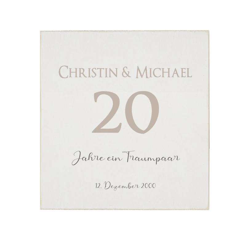 Holzbild als Geschenk für Paare | Personalisierte Geschenkidee zum Hochzeitstag und zu Feiern wie silberne u. goldene Hochzeit | Personalisiertes Geschenk für Verliebte und Ehepaare | Wandbild mit Namen, Zahl und Datum individuell handgefertigt