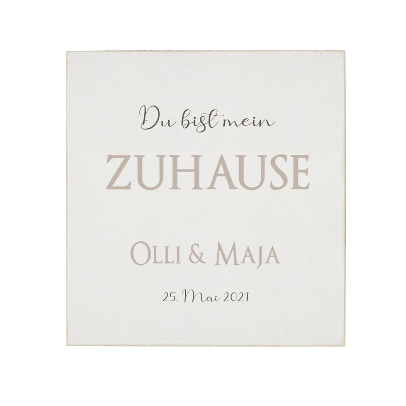 Holzbild "Du bist mein Zuhause" | Personalisiertes Wandbild aus Holz | Perfektes Geschenk für Paare | Wohndekoration mit Namen und Datum handgefertigt