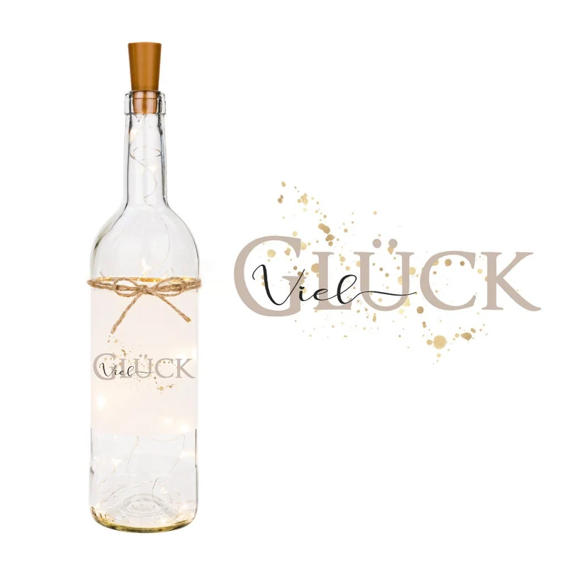 Flaschenlicht "Alles Gute" | Schönes Geschenk zum Geburtstag, zur Jugendweihe u. zur Konfirmation | 6 Motivvarianten zur Auswahl