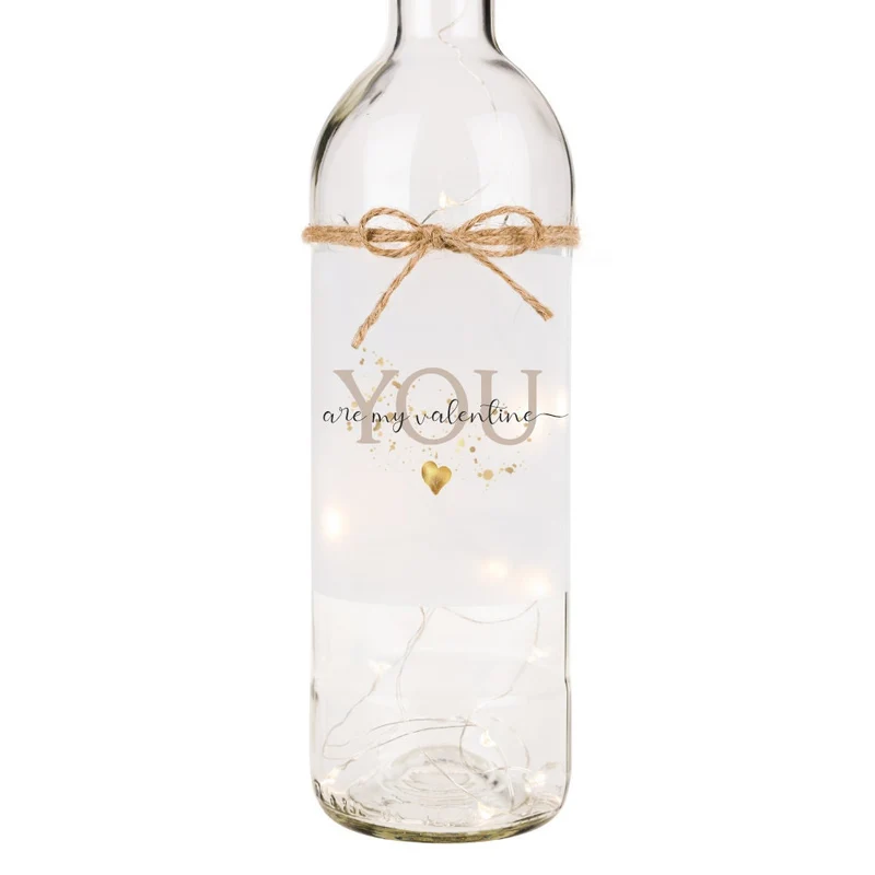 Flaschenlicht "You are my valentine" | Originelles Geschenk für Paare zum Valentinstag | 2 Motivvarianten zur Auswahl