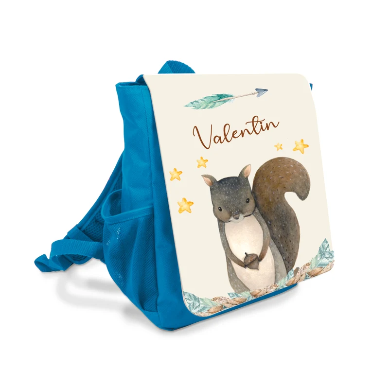 Kinderrucksack Eichhörnchen | personalisierter Waldtier Rucksack für Mädchen und Jungen | Kindergartenrucksack als tolles Geschenk für Kitakinder von 2-6 Jahre