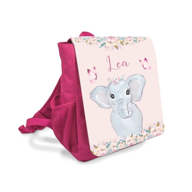 Kita Tier Rucksack Elefant | Personalisierter rosa Kinderrucksack für Mädchen | Nachhaltiges Geschenk für Kindergartenkinder von 2-6 Jahre