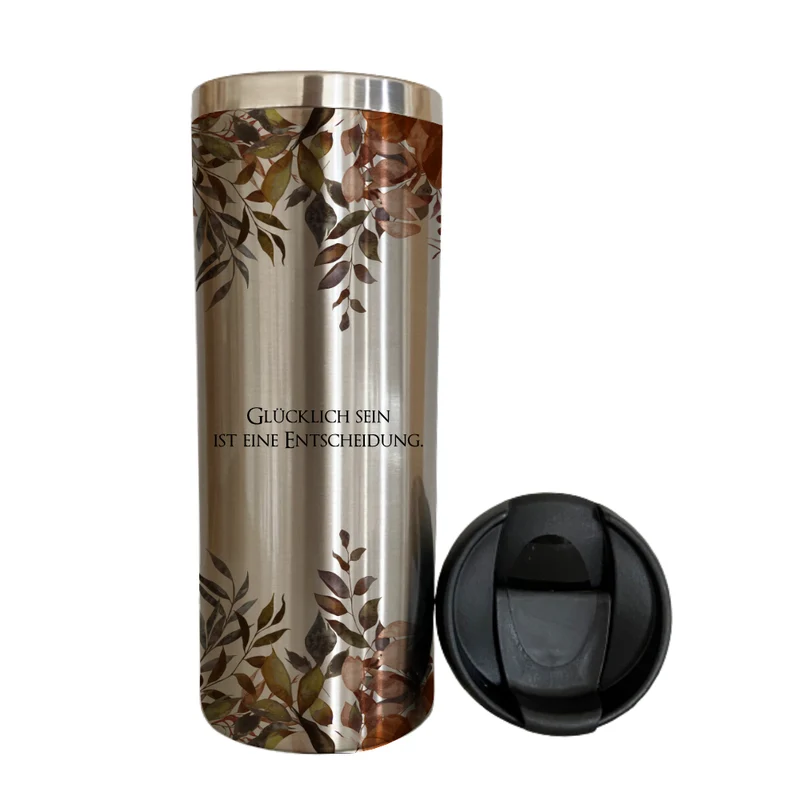 Trinkbecher "Autumn" für unterwegs aus Edelstahl | Personalisiert mit Namen und Spruch | Coffee to go Kaffeebecher | 2 Farbvarianten zur Auswahl | Besondere Geschenkidee und schönes Geschenk für Frauen