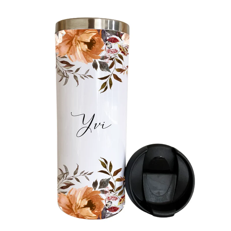Trinkbecher "Autumn" für unterwegs aus Edelstahl | Personalisiert mit Namen und Spruch | Coffee to go Kaffeebecher | 2 Farbvarianten zur Auswahl | Besondere Geschenkidee und schönes Geschenk für Frauen