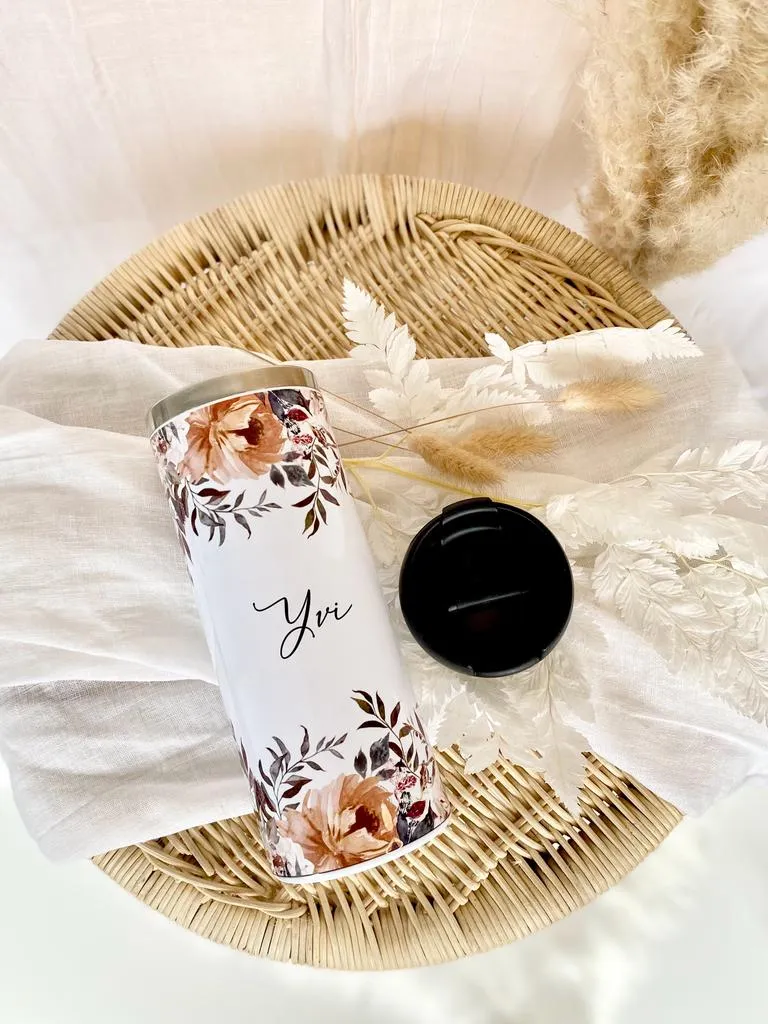 Trinkbecher "Autumn" für unterwegs aus Edelstahl | Personalisiert mit Namen und Spruch | Coffee to go Kaffeebecher | 2 Farbvarianten zur Auswahl | Besondere Geschenkidee und schönes Geschenk für Frauen
