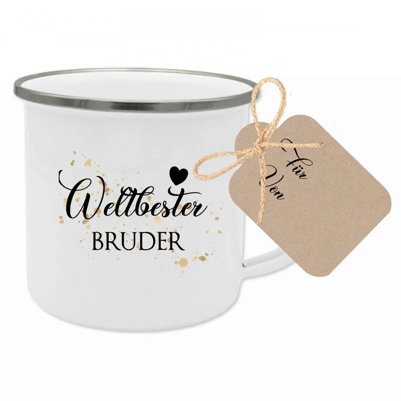 "Weltbester Ehemann" Tasse aus Emaille | Originelle Geschenkidee für Ihn | 12 Motivvarianten zur Auswahl