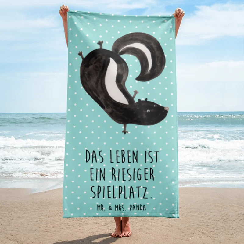 XL Badehandtuch Stinktier Handstand