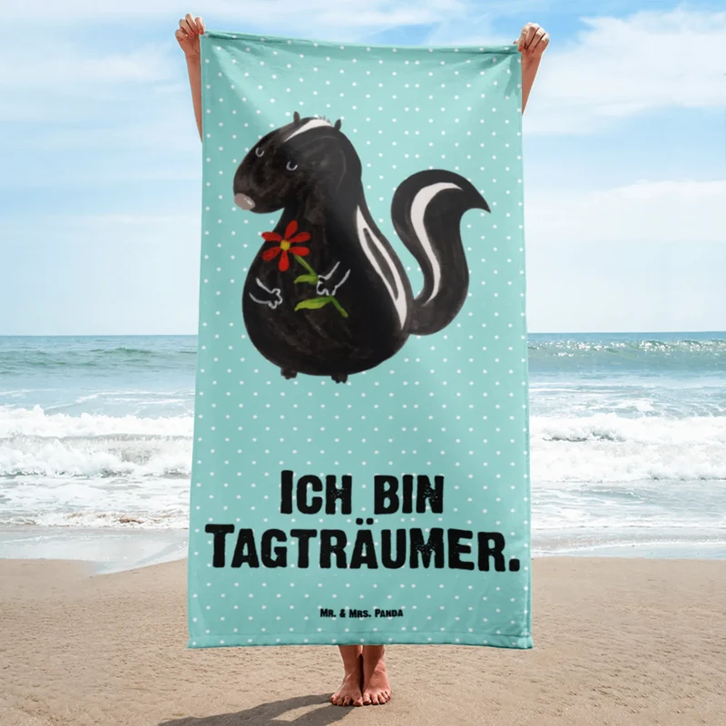 XL Badehandtuch Stinktier Blume