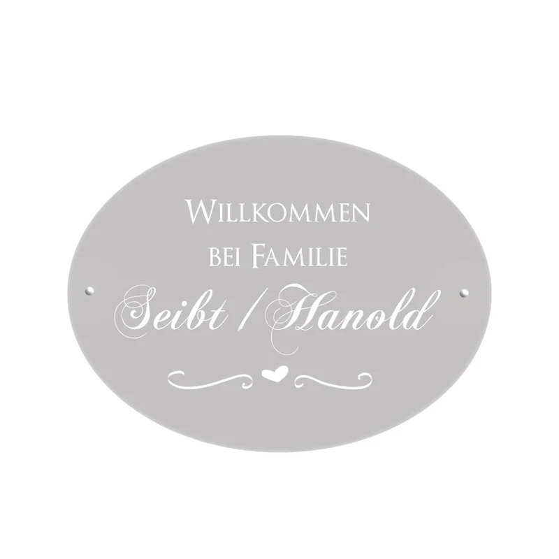 Ovales Türschild | personalisiert mit den Namen des Paares | Geschenkidee zur Hochzeit | 6 Motivvarianten zur Auswahl