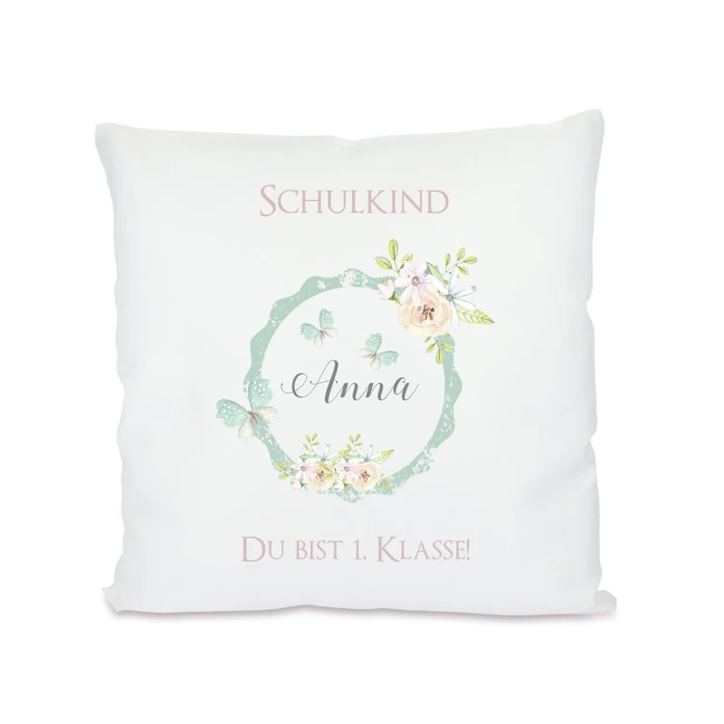 Kissen zur Einschulung mit Namen | Personalisiertes Geschenk zum Schulstart | Kissengeschenk “Du bist 1. Klasse!"