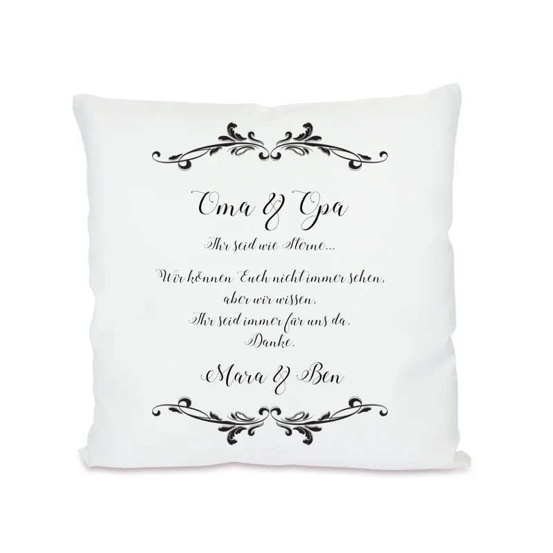 Kissen für die Großeltern "Ihr seid wie Sterne" | Personalisiertes Geschenk für Oma u. Opa | Kissengeschenk mit Spruch und Namen der Enkel