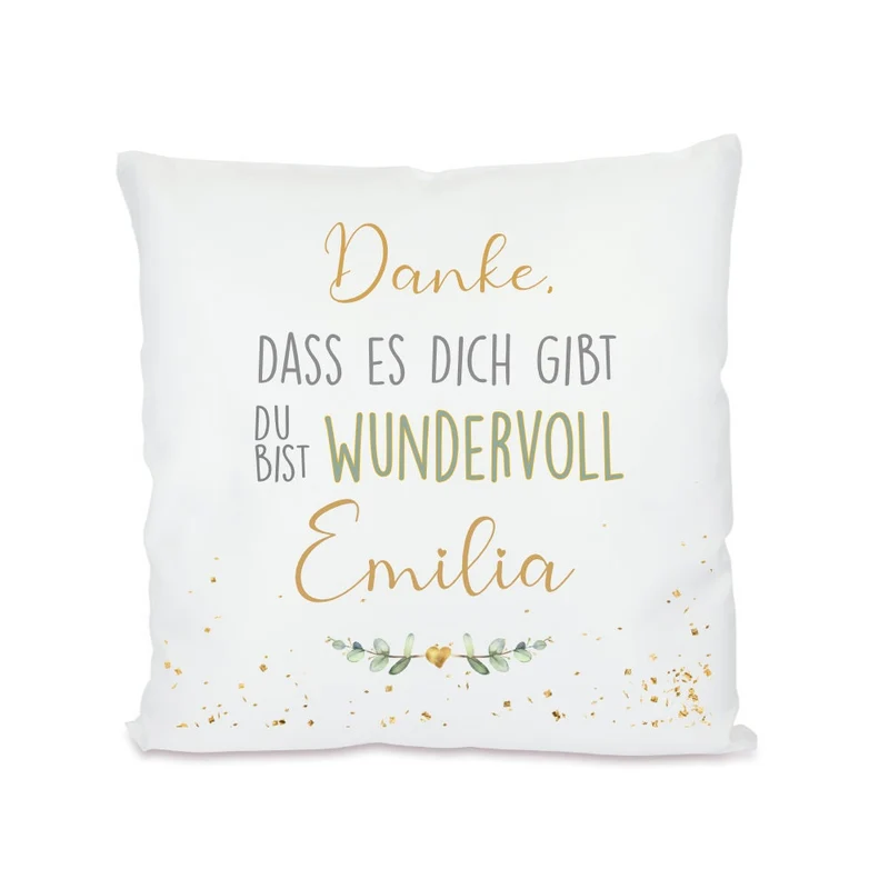 Kissen "Danke, dass es dich gibt. Du bist wundervoll." | Personalisiertes Geschenk mit Namen | Persönliche Geschenkidee für Frauen, die Freundin und Herzensmenschen