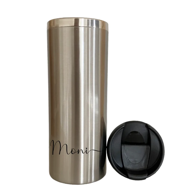 Thermobecher mit Namen für unterwegs aus Edelstahl | Personalisiert mit Namen, Coffee to go Thermobecher | 2 Farbvarianten zur Auswahl