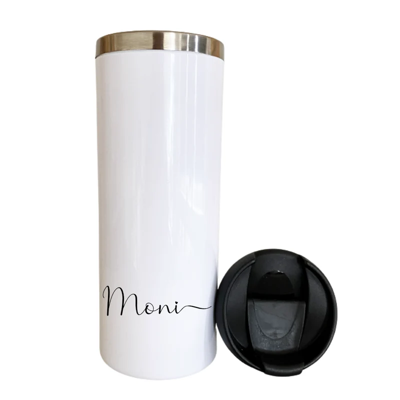 Kaffeebecher mit Namen für unterwegs aus Edelstahl | Personalisiert mit Namen, Coffee to go Thermobecher | 2 Farbvarianten zur Auswahl