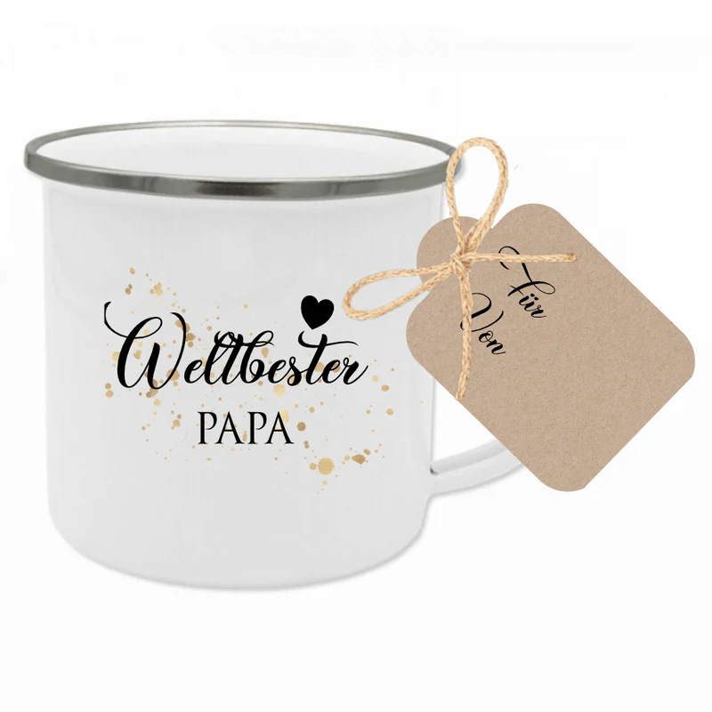 Tasse aus Emaille für die Oma | Kleines Geschenk für Großmütter | Emailletasse mit Motiv "Lieblingsoma" | 12 Motivvarianten zur Auswahl