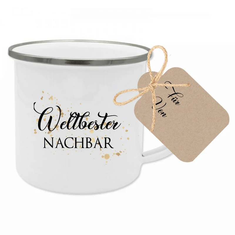 Tasse aus Emaille für die Oma | Kleines Geschenk für Großmütter | Emailletasse mit Motiv "Lieblingsoma" | 12 Motivvarianten zur Auswahl