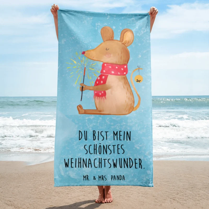 XL Badehandtuch Maus Weihnachten