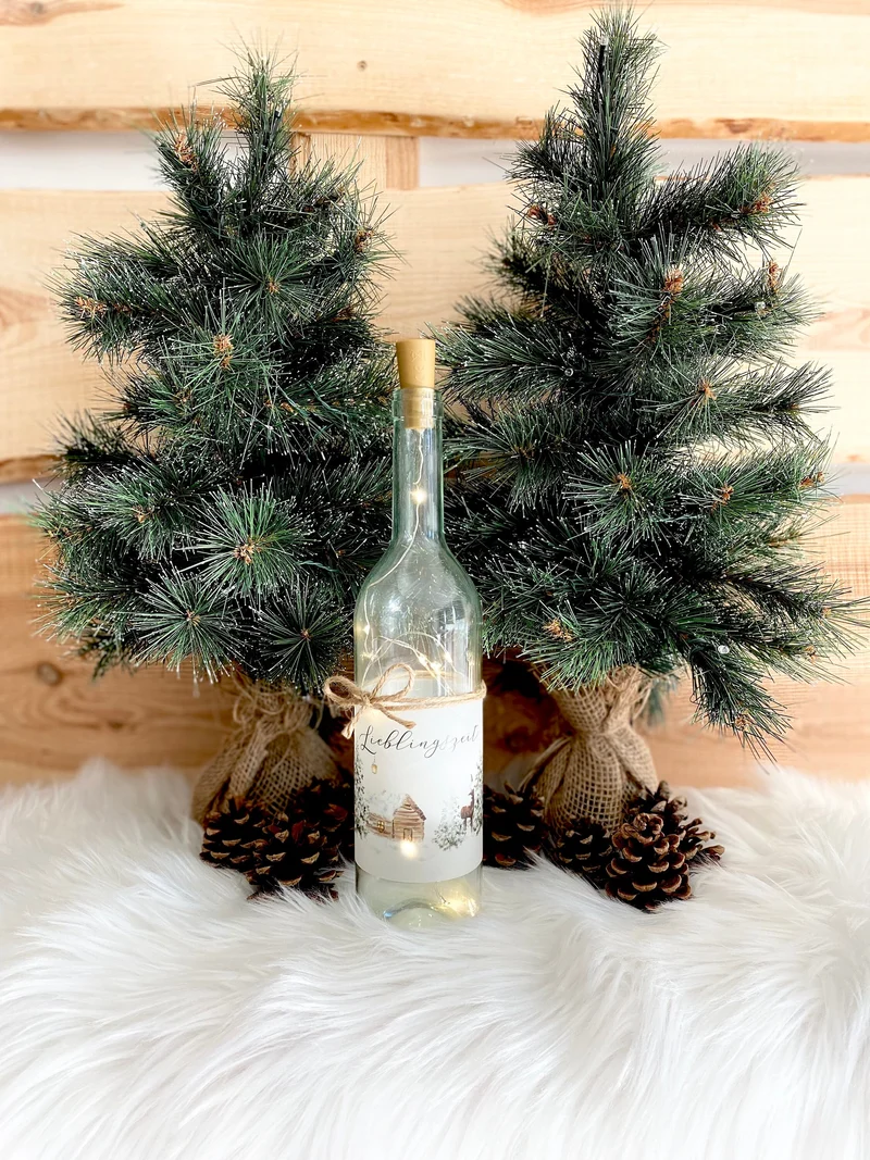 Weihnachtliches Flaschenlicht "Lieblingszeit“ | Besonderes Weihnachtsgeschenk und winterliche Dekoration | Perfektes Geschenk zum Nikolaus und zu Weihnachten