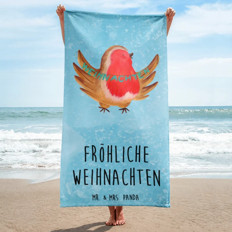 XL Badehandtuch Rotkehlchen Weihnachten