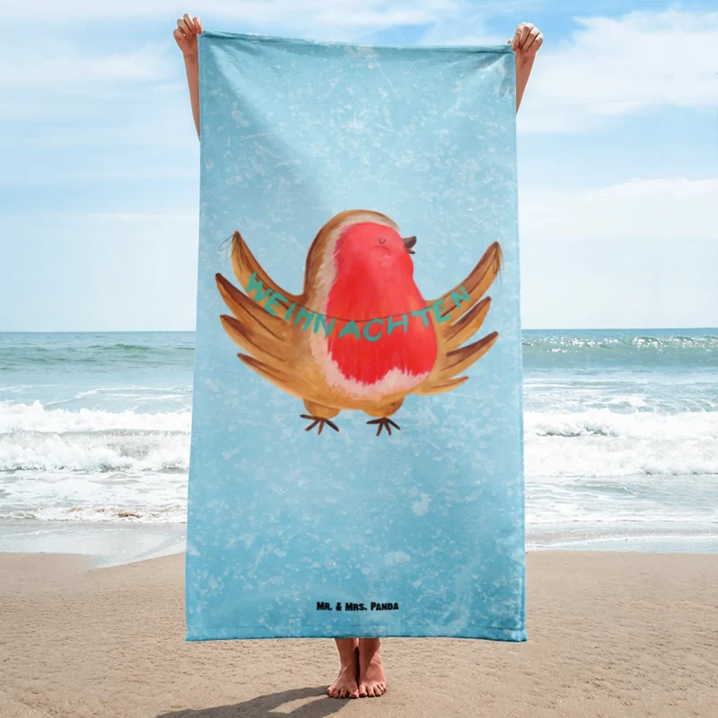 XL Badehandtuch Rotkehlchen Weihnachten
