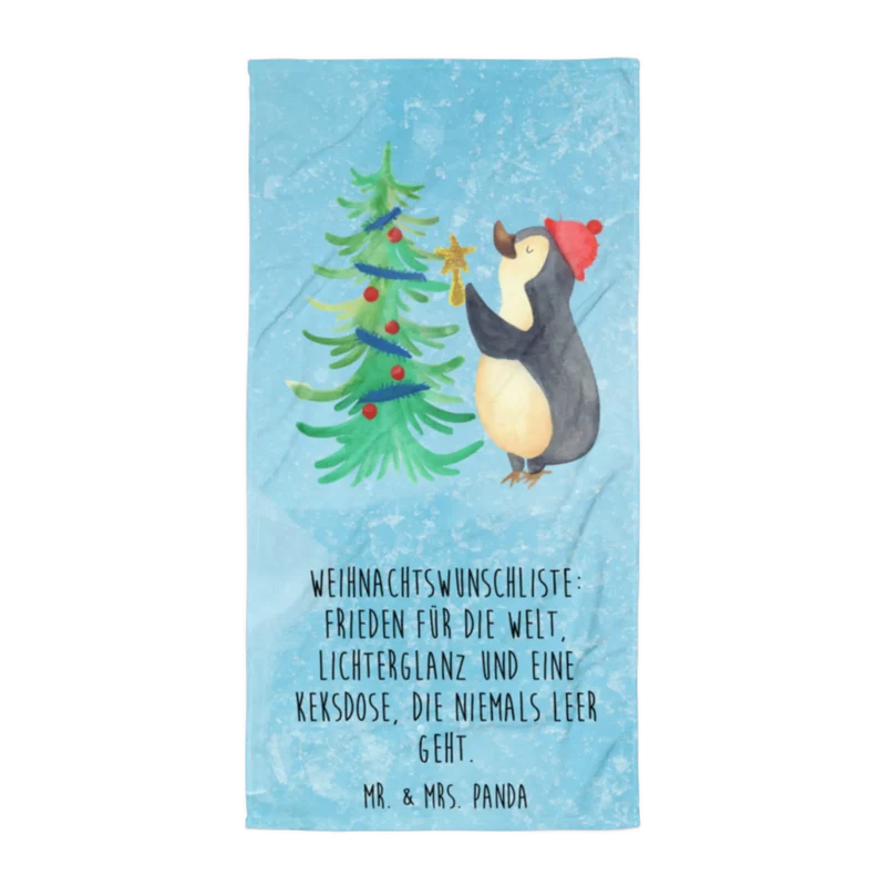 XL Badehandtuch Pinguin Weihnachtsbaum