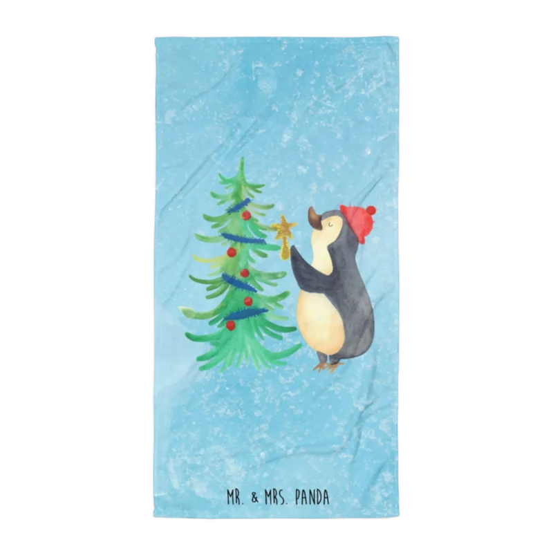 XL Badehandtuch Pinguin Weihnachtsbaum