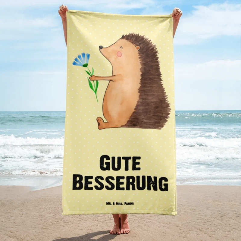 XL Badehandtuch Igel Blumen